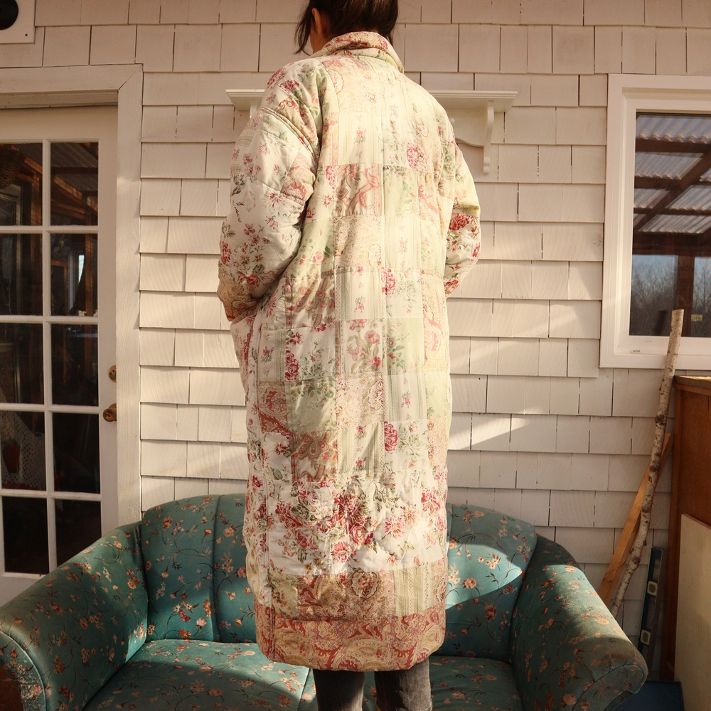 Upcycled Patchwork Quilt Duster Jacket Vintage M • L - Picture 4 of 10